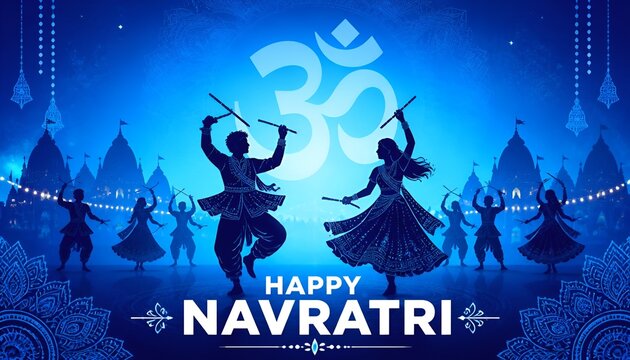 happy Navratri, Navratri Hindi lettering typo lettering