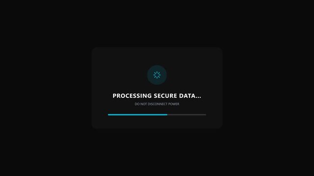 Digital interface showing secure data processing and successful operation