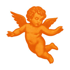 Obraz premium PNG Vintage orange cherub illustration