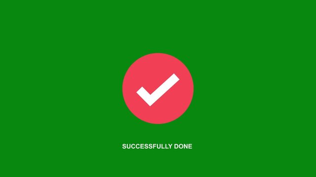 Successfully done text with Right Check Mark Icon Animation on Black Background. Tick Mark Icon Animation. Check Mark, Tick, Yes, OK Symbol Animation. approved tick mark icon, 4k