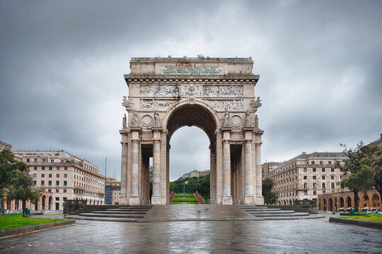 The grand Victory Arch in Genoa, Italy
