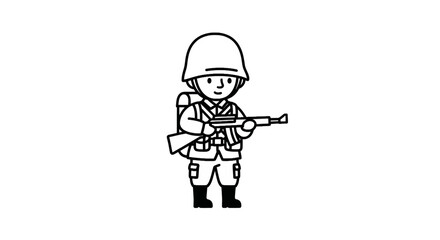 Fototapeta premium Military soldier character in full uniform with rifle