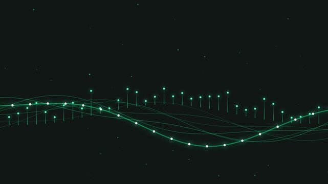 Cyberpunk style data graph with futuristic nodes and lines