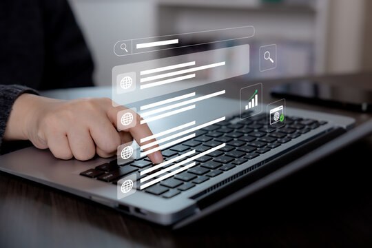 SEO search interface with web results, website verification and growth analytics, representing online visibility, organic traffic, search ranking and digital marketing performance.
