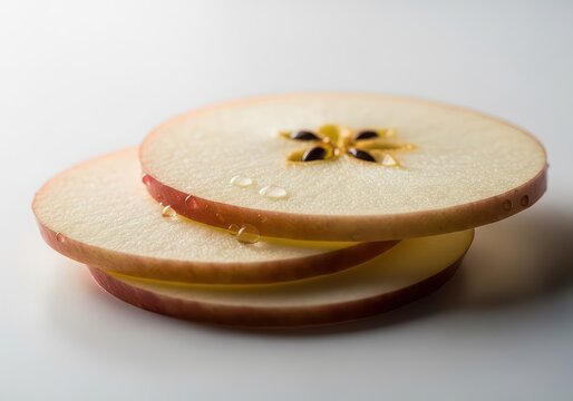 Sliced apple with peanut butter on whole grain bread snack isolated on white background