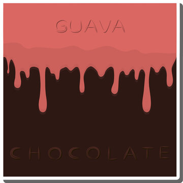 Sweet liquid jam guava dripping down chocolate