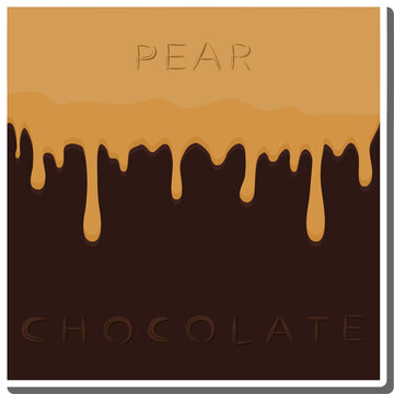 Sweet liquid jam pear dripping down chocolate