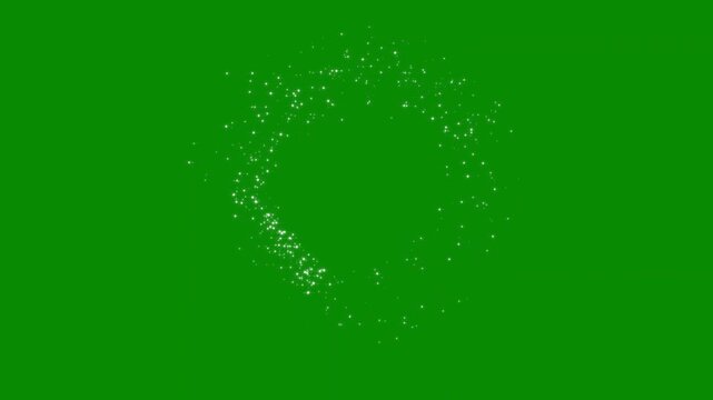 Glowing glitter sparkle circle trail line animation with twinkling star particles and magical fairy dust trails overlay clip with smooth light burst motion effects on green screen, background. 4k