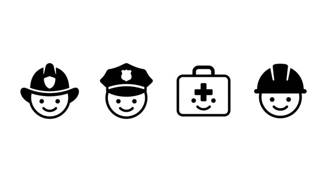 Minimalist professional head icons for service industry roles.