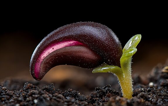 Tiny seedling emerging from soil