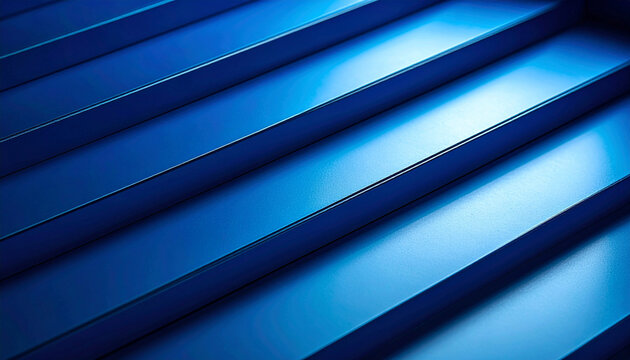 Abstract blue metal cladding background with diagonal lines and shadows