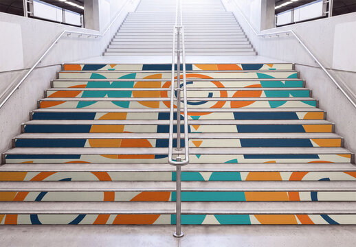 mockup of Stairs in a Modern Metro station