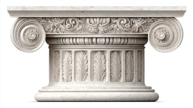 Architectural detail of a classical Ionic column capital.
