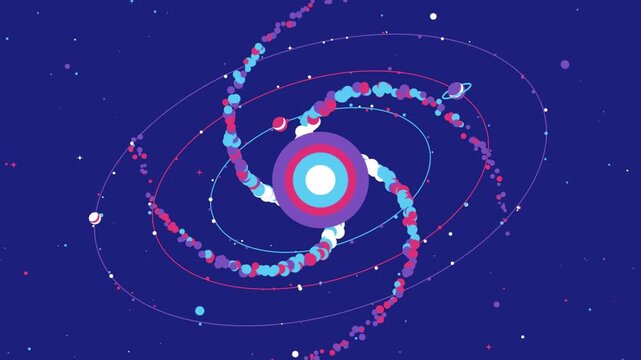 Rotating space-themed animated video footage