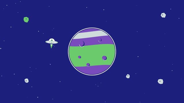 Cute animated vector video footage featuring various planets.