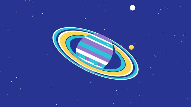 Animated vector video footage featuring a rotating planet theme.
