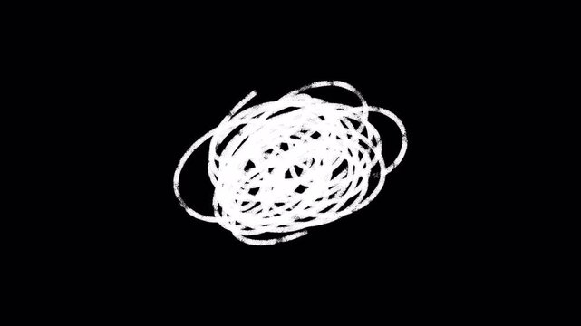 scribbles on a white background representing chaos confusion and artistic brainstorming processes  alpha chanel in 4k video
