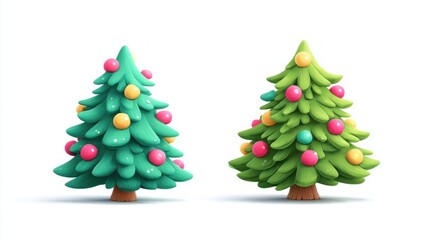 Fototapeta premium Charming christmas trees adorned with vibrant decorations