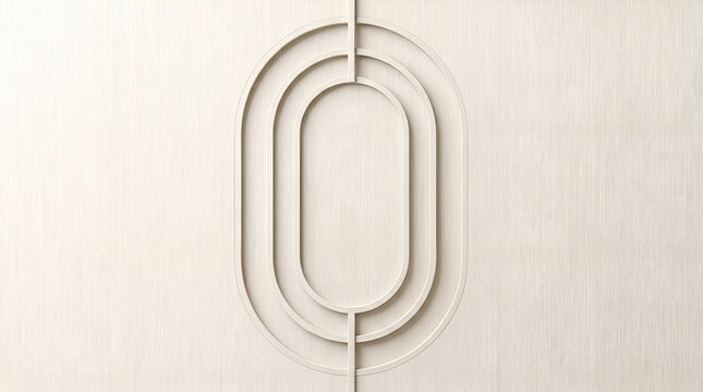 Minimalist Vertical Ivory White Background with 3D Layered Oblong Oval Panel Shapes