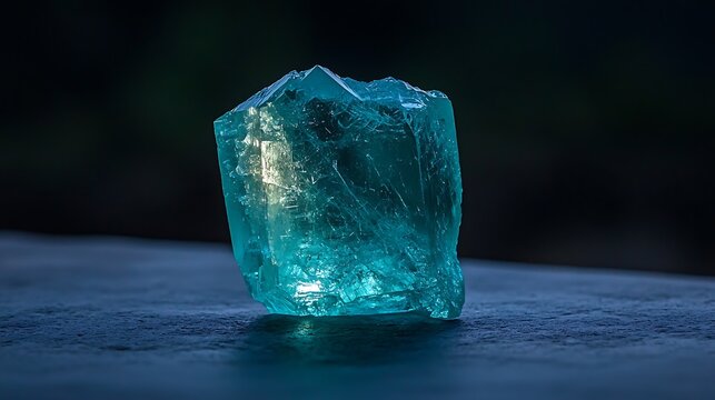 Teal crystal, illuminated