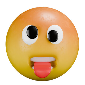 3D Silly Face Emoji with Tongue Out and Googly Eyes