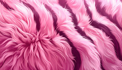 Fototapeta premium Vibrant Abstract Background Featuring Luxuriously Thick Faux Fur Texture in Striking Shades of Pink and Deep Magenta with Flowing Tiger-Striped Patterns for Modern Artistic Design and Decor Projects