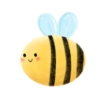 cute illustration bee on a white background