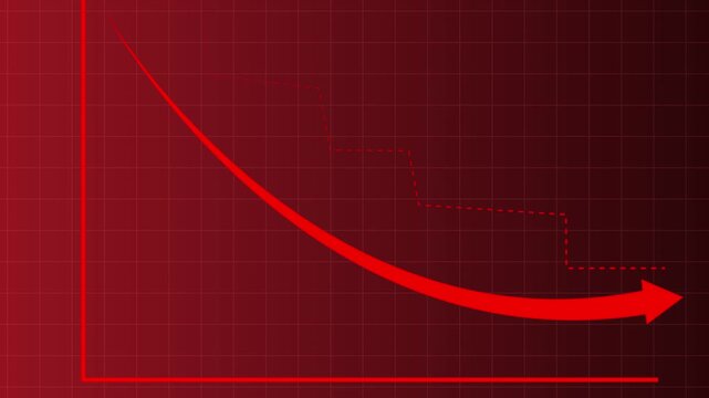 Cost reduction idea. Cost decrease money down arrow. corporate business efficiently save cost and company resources by reduction. Animation of 4k video. 