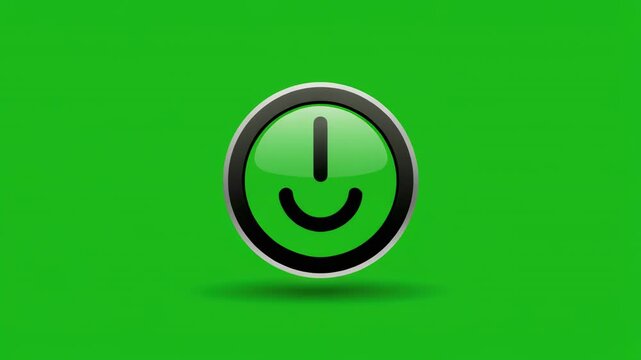 Power Button Icon Animation with Happy Face during Digital Interface Transition