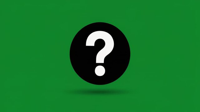 Question Mark Icons Growing in Size on Green Screen with Shadow Background