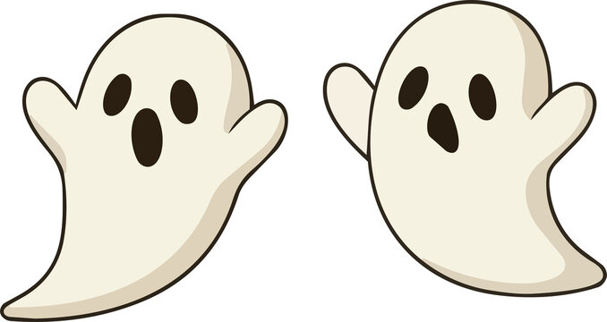 Cute ghost character vector illustration, Halloween spooky element isolated on white background