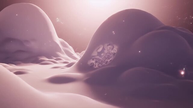 Abstract soft pink undulating organic cavern shapes.