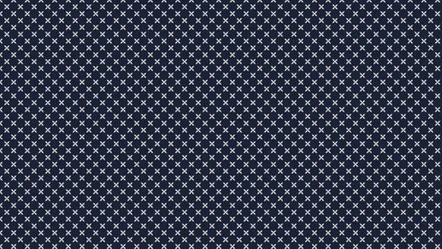 Floral ornament pattern with repeating x shapes on a dark blue background x shape geometric design