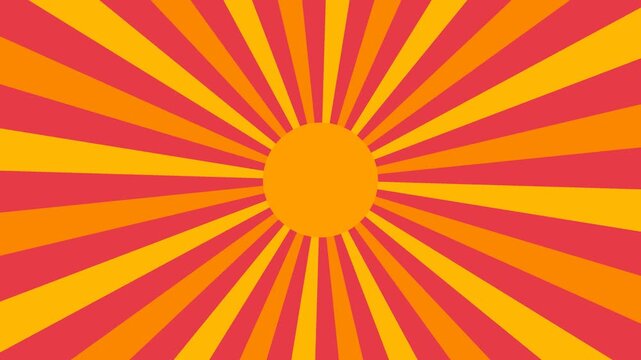 Sunburst background animation. Retro comic style radial rays in orange and red colors.