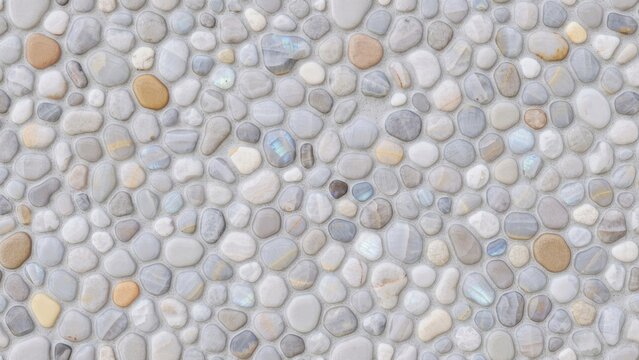 Minimalist iridescent pebble stone mosaic texture background for spa and wellness