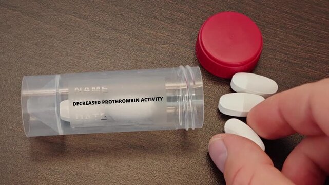 DECREASED PROTHROMBIN ACTIVITY anticoagulant or antiplatelet effect for blood clot heart attack and stroke prevention tablet taken by a patient