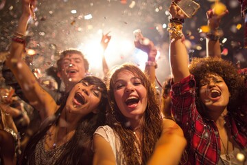 Obraz premium Teens Enjoying Live Music Together at Concert