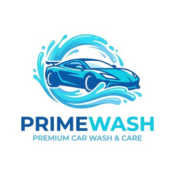 Modern Car Wash Water Splash Logo