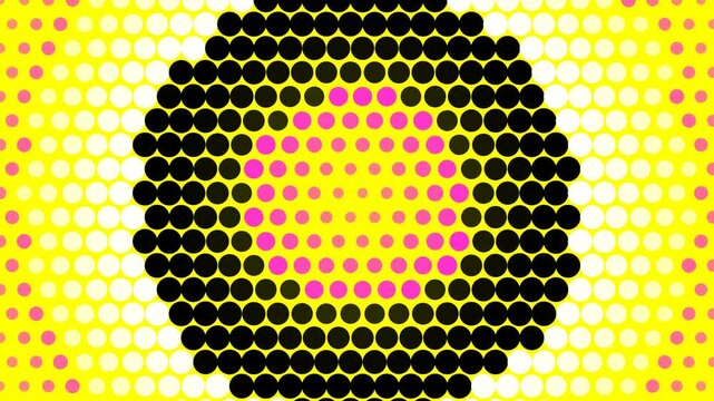 Pop art halftone pattern animation. Retro comic book style background with moving dots.