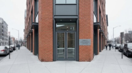 Fototapeta premium Commercial Property: Brick office building located in urban district 