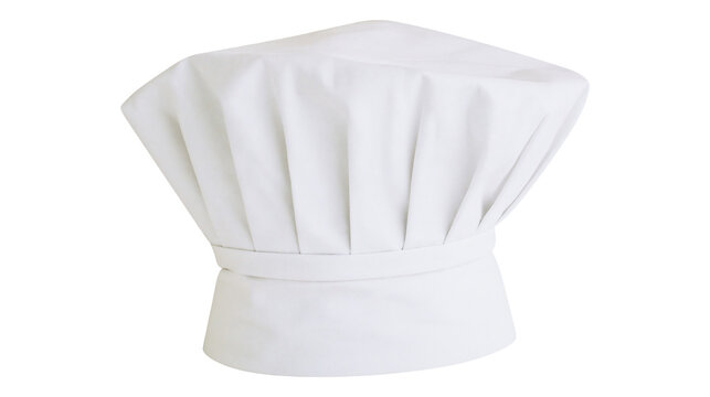 Tall white pleated chef s toque hat, isolated on transparent background