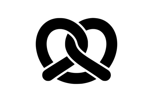 Black Pretzel Icon Vector Illustration Isolated on White Background