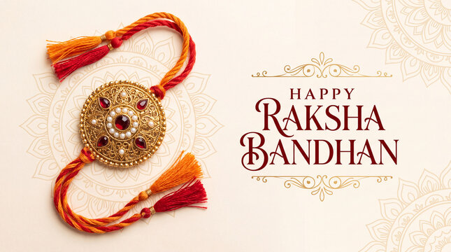 Decorative Rakhi with intricate design and tassels for Raksha Bandhan celebration, featuring a golden centerpiece and vibrant colors