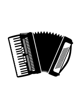 Black and White Accordion Silhouette Musical Instrument Icon