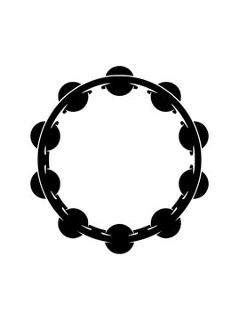 Tambourine percussion instrument silhouette icon on white background