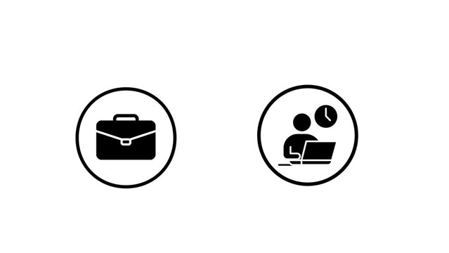 Minimal briefcase icon isolated on transparent background. Modern business bag PNG symbol for office, career, apps, websites, UI, branding and graphic design projects.