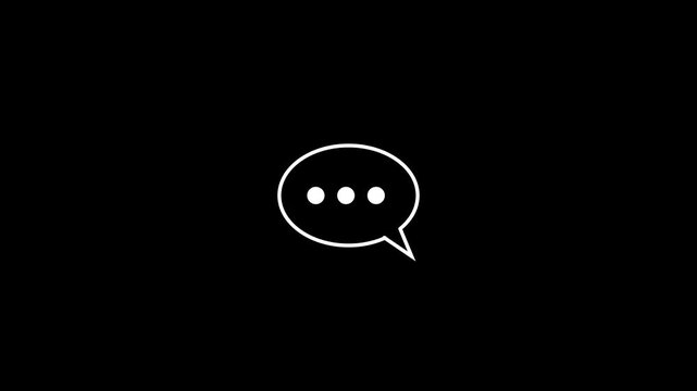 Speech bubble containing three dots. symbolizing online messaging, chatting, incoming text responses, typing indicators, and communication concept animation.