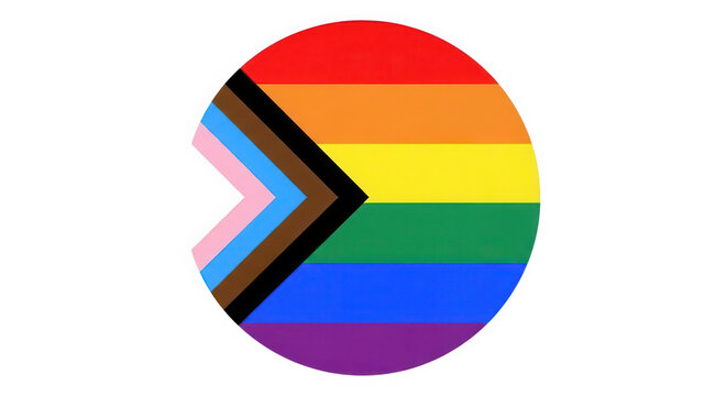 Circular progress pride flag icon for LGBTQ community awareness isolated on transparent background