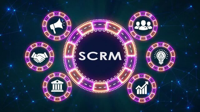 Scrm icon representing supply chain relationship management process flow animation motion.