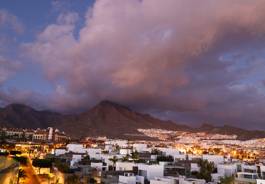 View across the tourist town of Costa Adeje in Tenerife